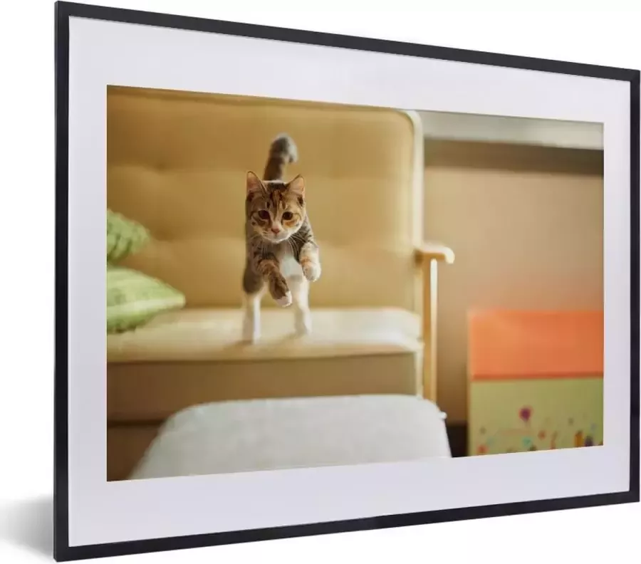 PosterMonkey Fotolijst incl. Poster Kat Spring Stoel 40x30 cm Posterlijst