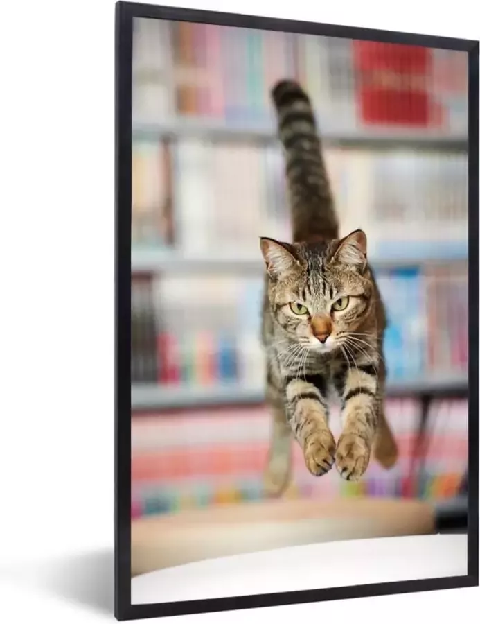 PosterMonkey Fotolijst incl. Poster Kat Spring Stoel 80x120 cm Posterlijst