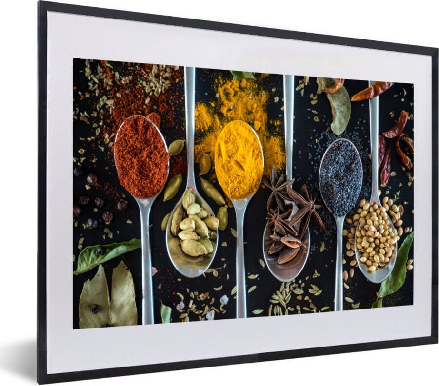 PosterMonkey Fotolijst incl. Poster Lepel Specerijen Kruiden Eten Tafel 60x40 cm Posterlijst