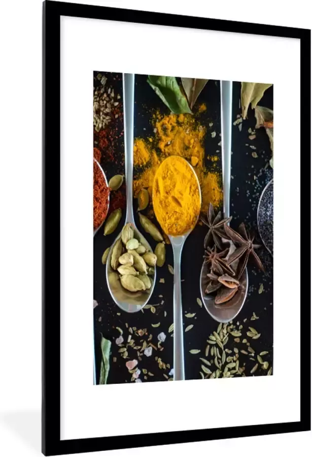 PosterMonkey Fotolijst incl. Poster Lepel Specerijen Kruiden Eten Tafel 60x90 cm Posterlijst