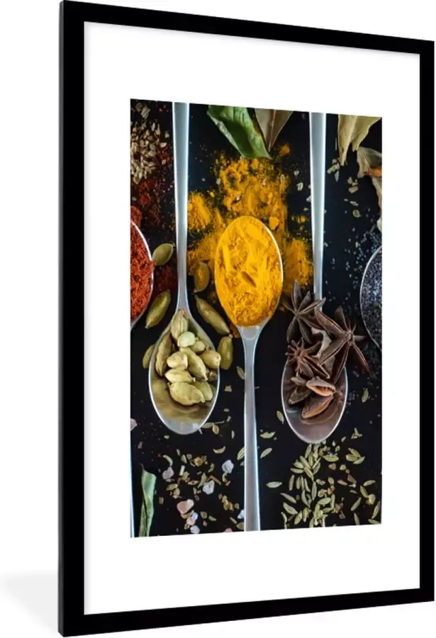 PosterMonkey Fotolijst incl. Poster Lepel Specerijen Kruiden Eten Tafel 80x120 cm Posterlijst