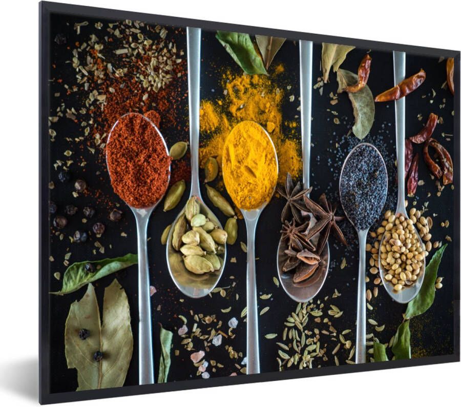 PosterMonkey Fotolijst incl. Poster Lepel Specerijen Kruiden Eten Tafel 80x60 cm Posterlijst