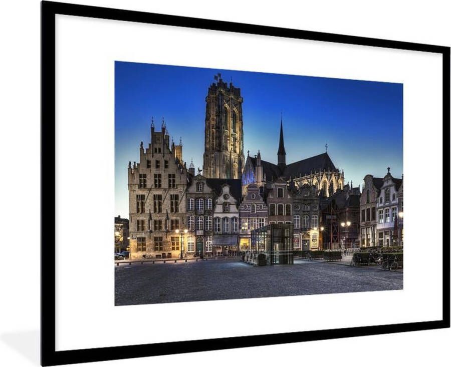 PosterMonkey Fotolijst incl. Poster Marktplaats Lamp Mechelen 120x80 cm Posterlijst