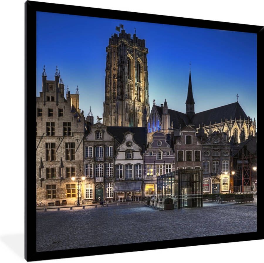 PosterMonkey Fotolijst incl. Poster Marktplaats Lamp Mechelen 40x40 cm Posterlijst - Foto 2