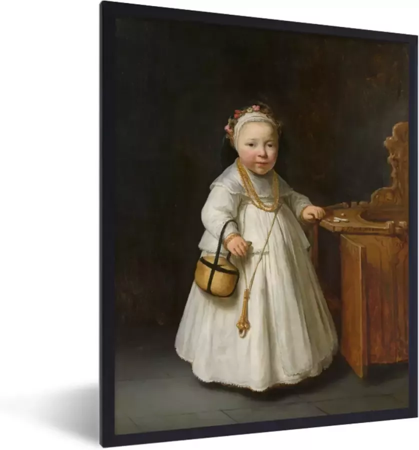PosterMonkey Fotolijst incl. Poster Meisje bij een kinderstoel Schilderij van Govert Flinck 30x40 cm Posterlijst