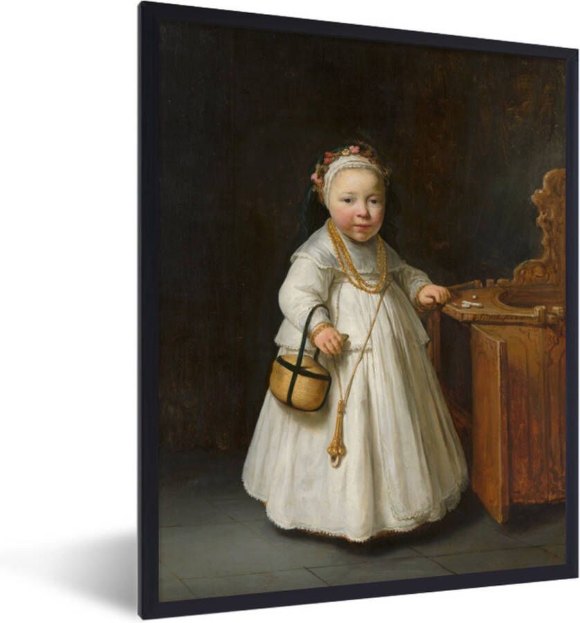 PosterMonkey Fotolijst incl. Poster Meisje bij een kinderstoel Schilderij van Govert Flinck 60x80 cm Posterlijst - Foto 1