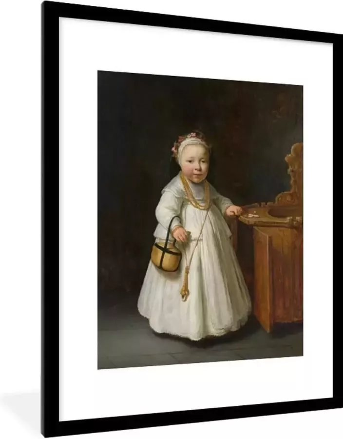 PosterMonkey Fotolijst incl. Poster Meisje bij een kinderstoel Schilderij van Govert Flinck 60x80 cm Posterlijst