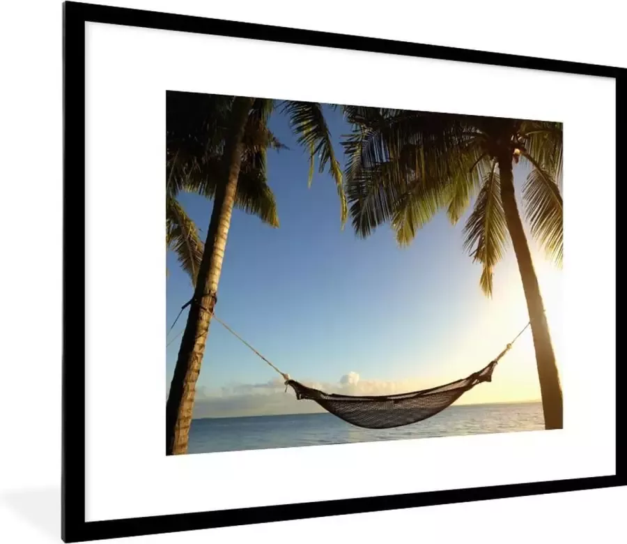 PosterMonkey Fotolijst incl. Poster Palmbomen Hangmat Lucht 80x60 cm Posterlijst