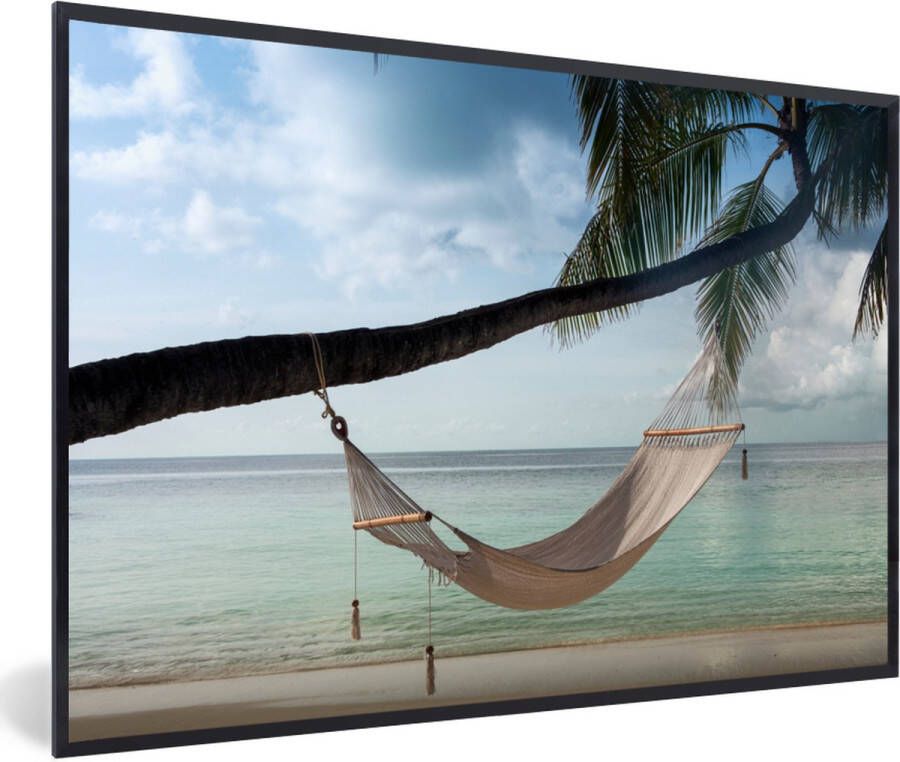 PosterMonkey Fotolijst incl. Poster Palmboom Hangmat Strand 30x20 cm Posterlijst
