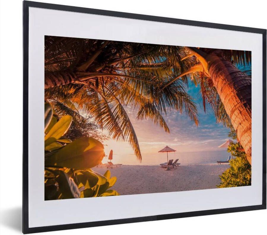 PosterMonkey Fotolijst incl. Poster Parasol Stoelen Strand 40x30 cm Posterlijst