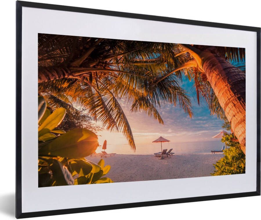 PosterMonkey Fotolijst incl. Poster Parasol Stoelen Strand 60x40 cm Posterlijst