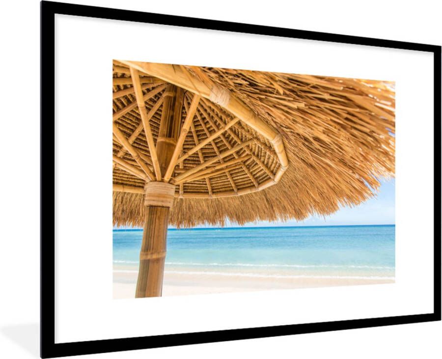 PosterMonkey Fotolijst incl. Poster Parasol Strand Zee Tropisch 120x80 cm Posterlijst