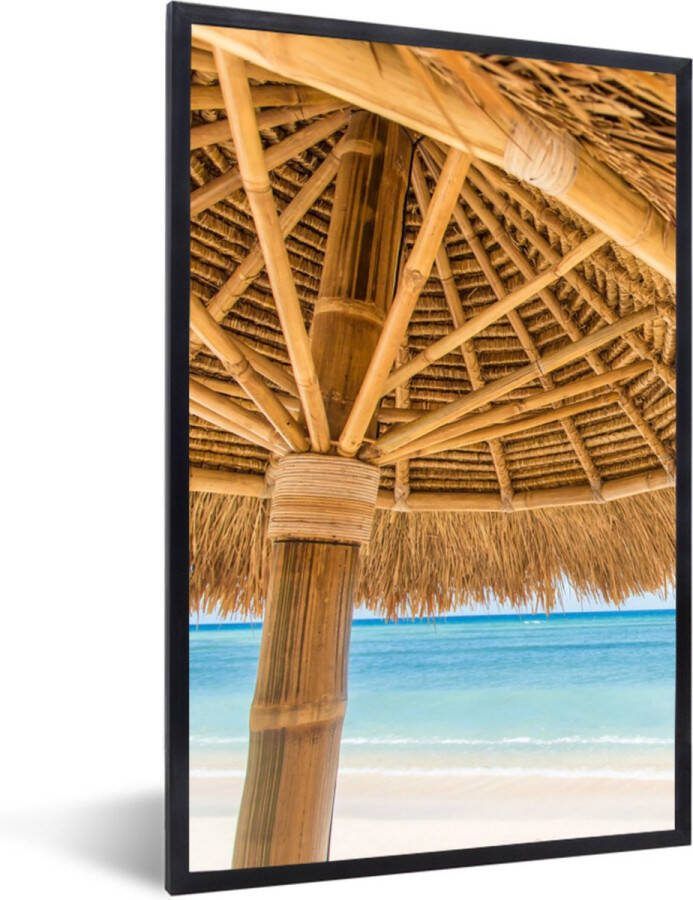 PosterMonkey Fotolijst incl. Poster Parasol Strand Zee Tropisch 80x120 cm Posterlijst