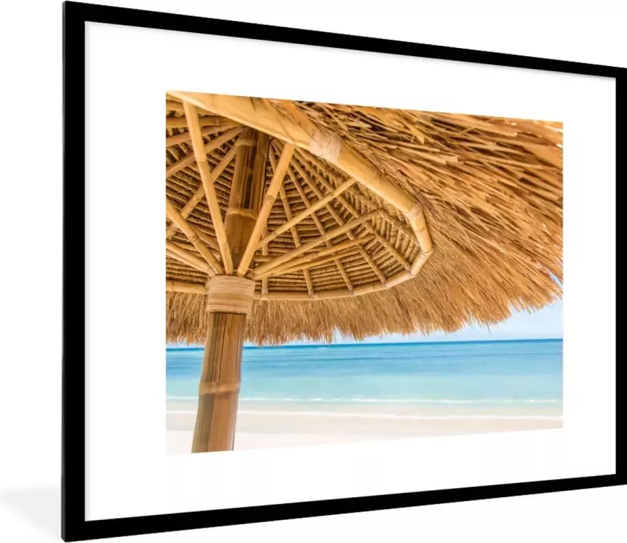 PosterMonkey Fotolijst incl. Poster Parasol Strand Zee Tropisch 80x60 cm Posterlijst