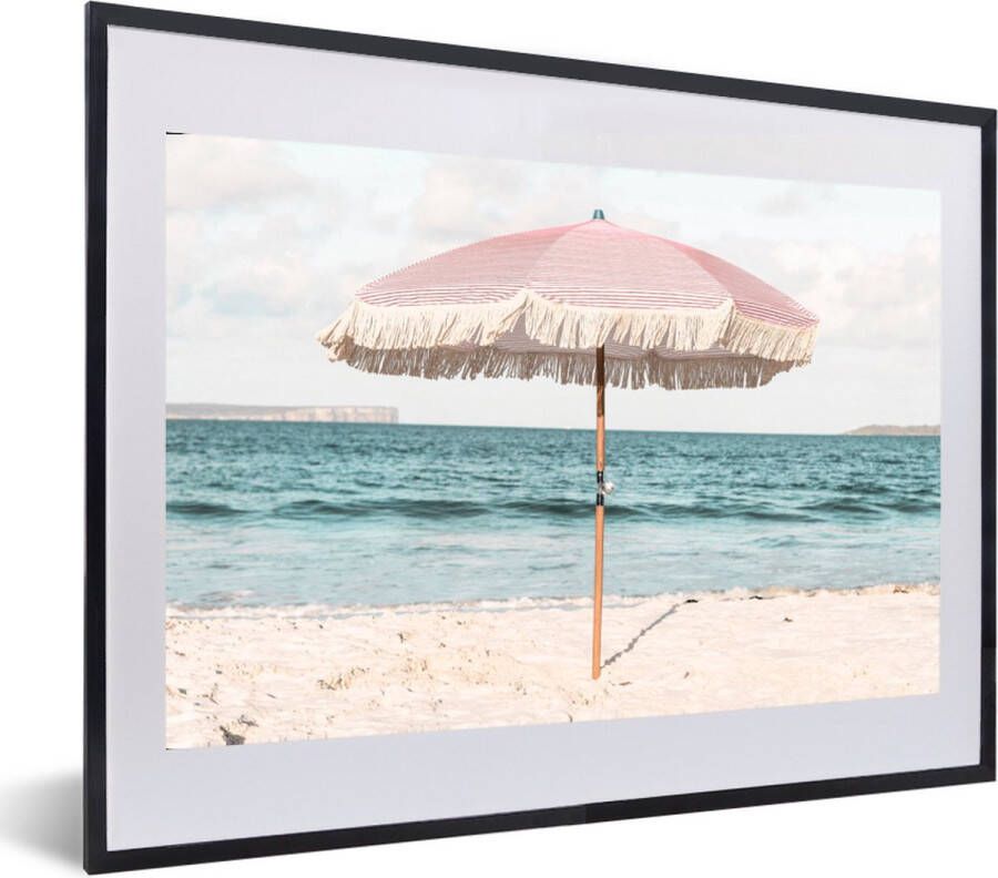 PosterMonkey Fotolijst incl. Poster Parasol Strand Zee Wolken 40x40 cm Posterlijst
