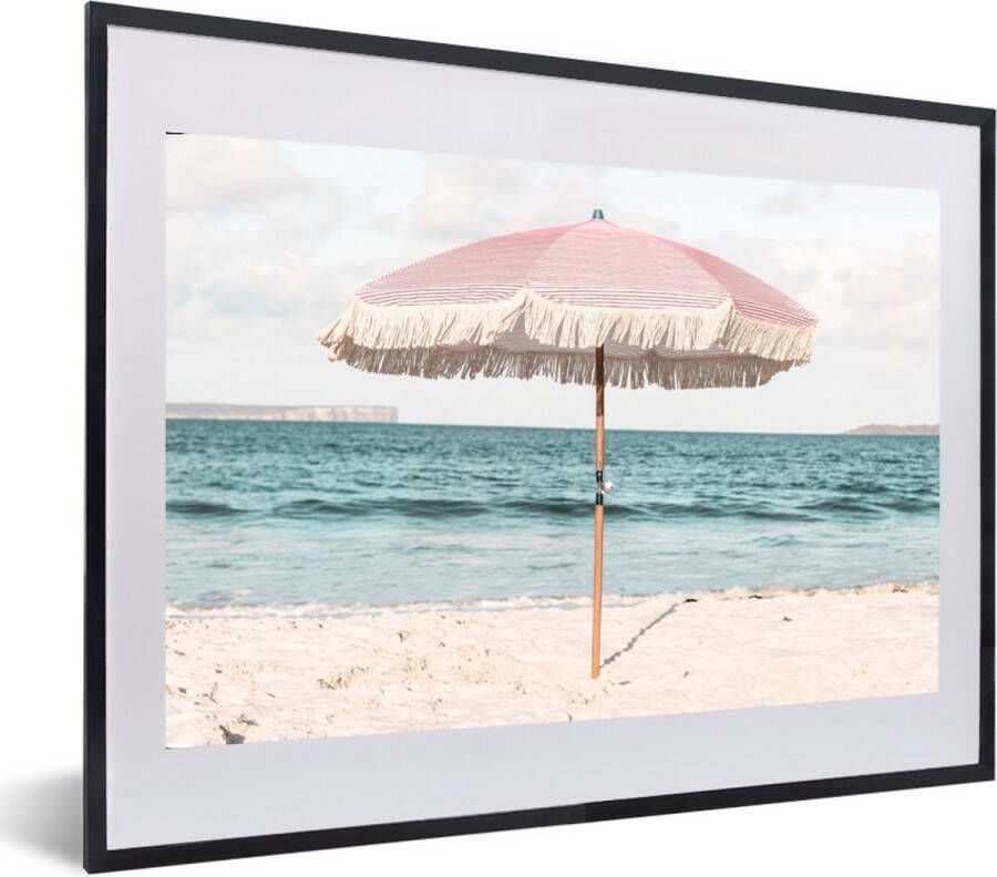 PosterMonkey Fotolijst incl. Poster Parasol Strand Zee Wolken 40x40 cm Posterlijst - Foto 1