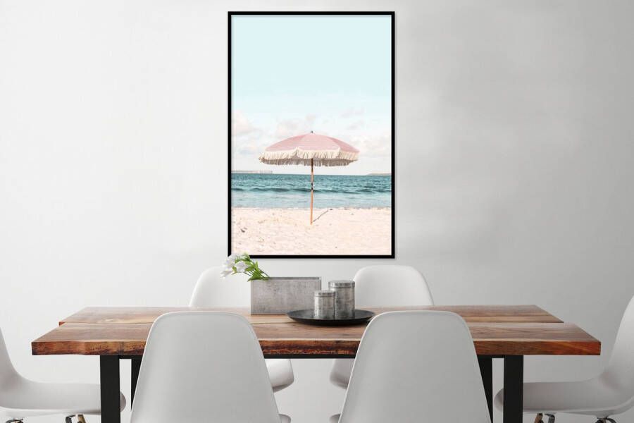 PosterMonkey Fotolijst incl. Poster Parasol Strand Zee Wolken 120x80 cm Posterlijst - Foto 5