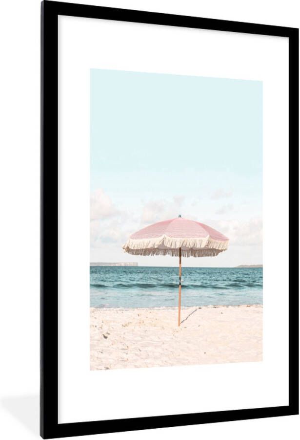 PosterMonkey Fotolijst incl. Poster Parasol Strand Zee Wolken 120x80 cm Posterlijst - Foto 2