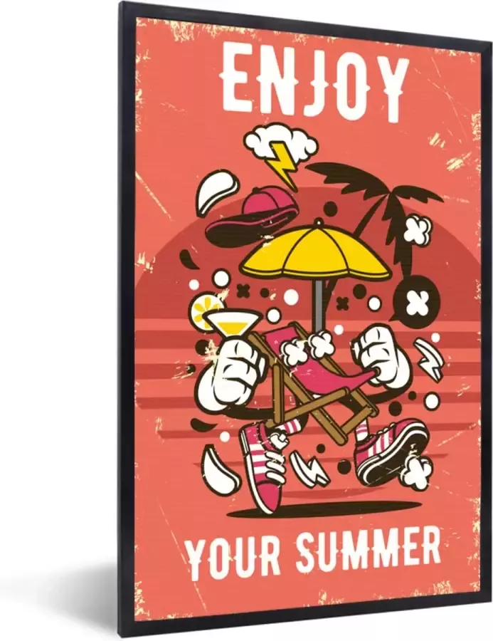 PosterMonkey Fotolijst incl. Poster Parasol Zomer Retro 20x30 cm Posterlijst - Foto 2