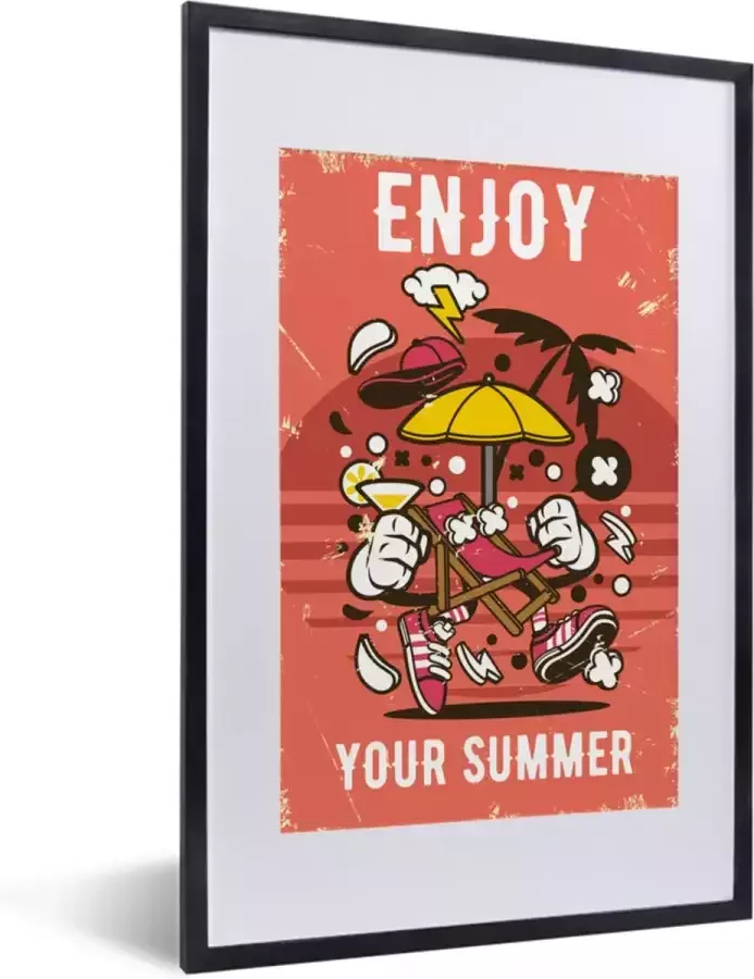 PosterMonkey Fotolijst incl. Poster Parasol Zomer Retro 40x60 cm Posterlijst