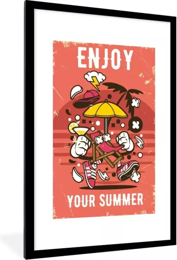 PosterMonkey Fotolijst incl. Poster Parasol Zomer Retro 80x120 cm Posterlijst - Foto 2