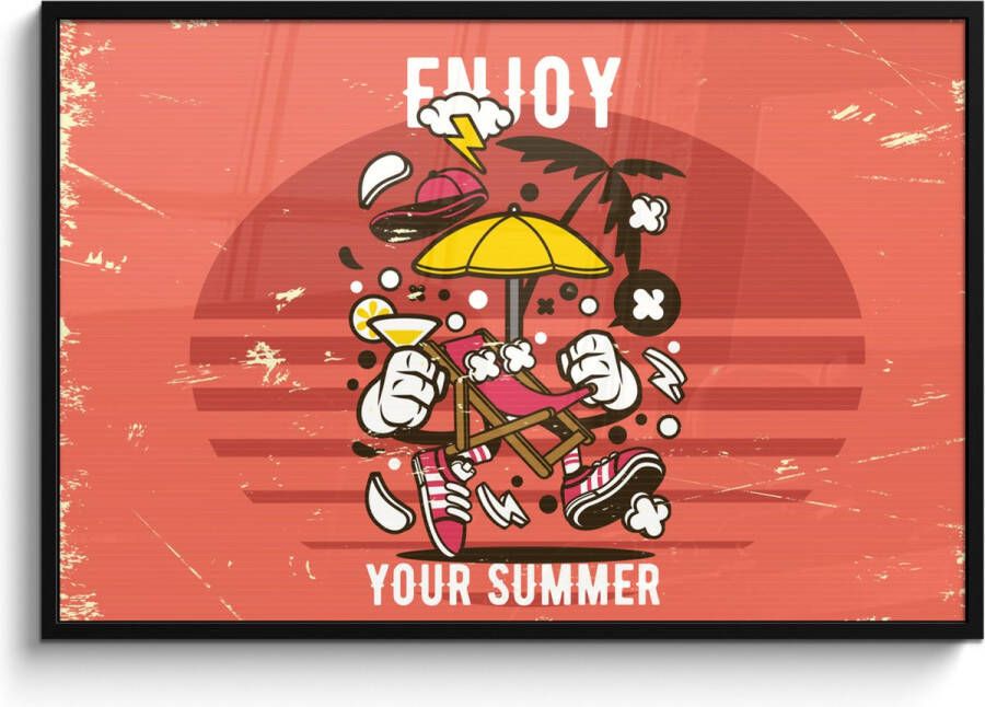 PosterMonkey Fotolijst incl. Poster Parasol Zomer Vintage 120x80 cm Posterlijst - Foto 2