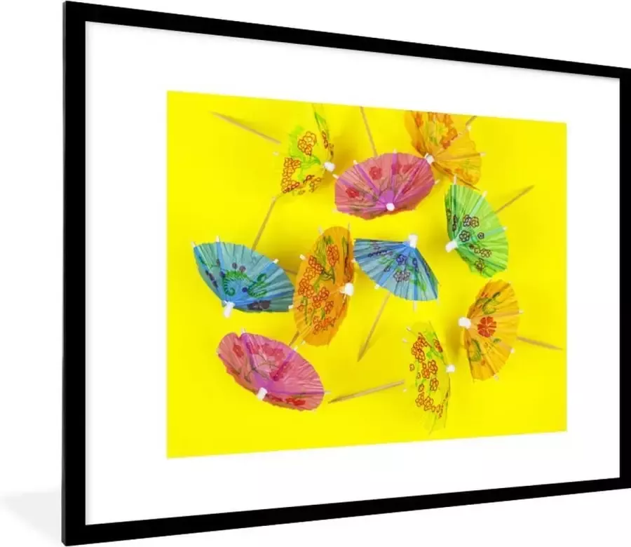 PosterMonkey Fotolijst incl. Poster Parasols op geel 80x60 cm Posterlijst
