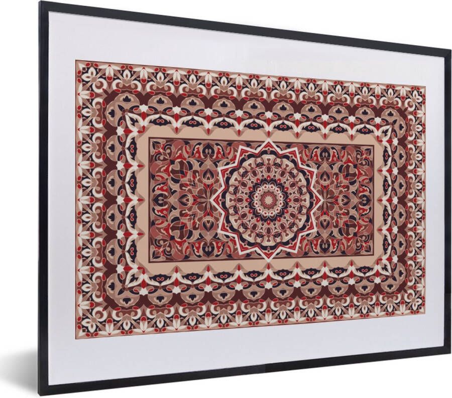 PosterMonkey Fotolijst incl. Poster Perzisch Tapijt Vloerkleed Mandala Rood 40x30 cm Posterlijst