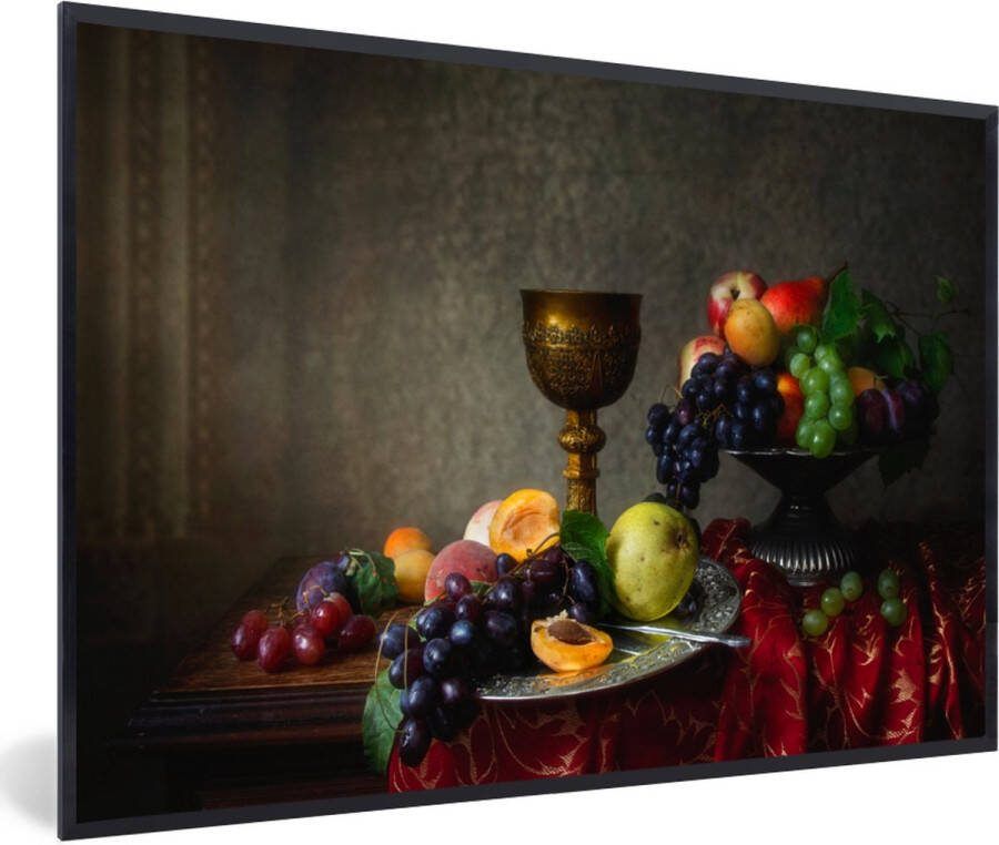 PosterMonkey Fotolijst incl. Poster Rustiek Tafel Fruit Stilleven Beker 30x20 cm Posterlijst Kerstversiering Kerstdecoratie voor binnen Kerstmis