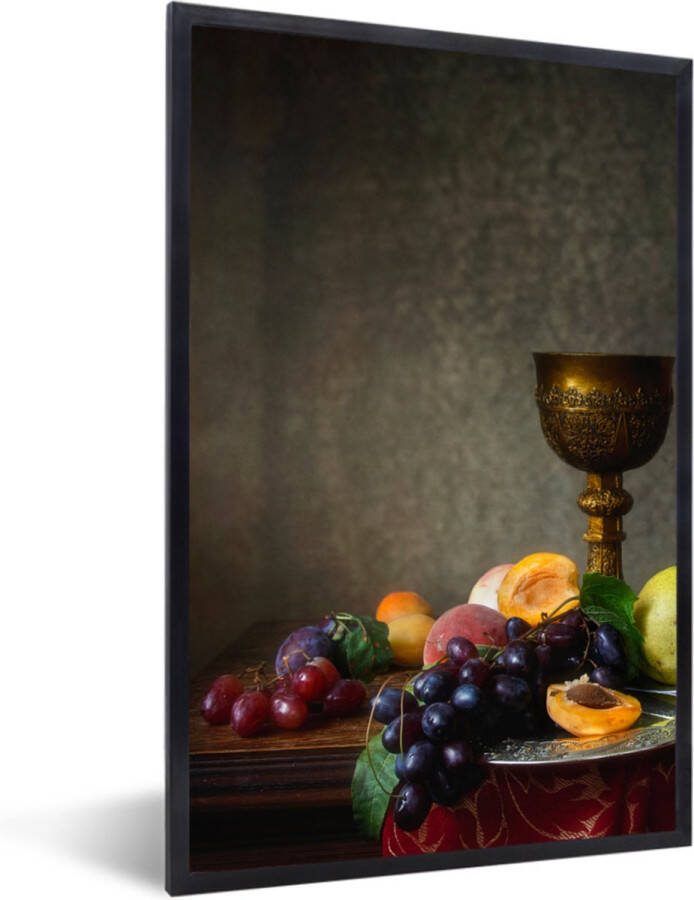 PosterMonkey Fotolijst incl. Poster Rustiek Tafel Fruit Stilleven Beker 80x120 cm Posterlijst Kerstversiering Kerstdecoratie voor binnen Kerstmis - Foto 2