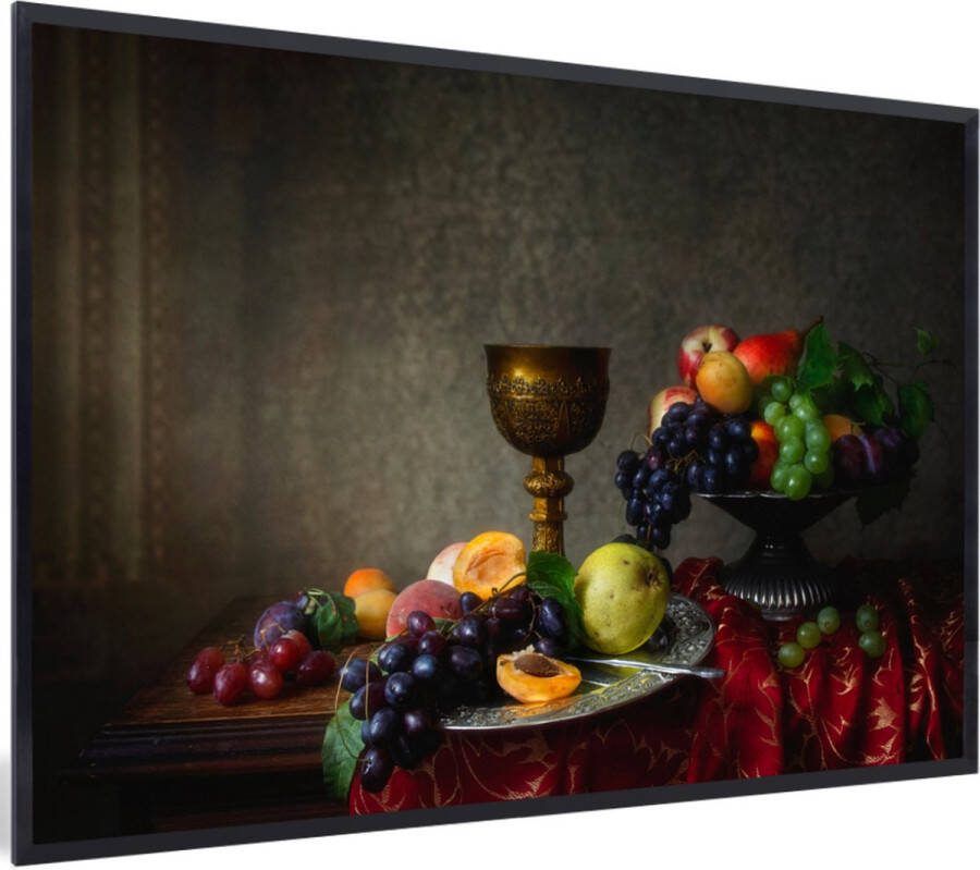 PosterMonkey Fotolijst incl. Poster Rustiek Tafel Fruit Stilleven Beker 90x60 cm Posterlijst Kerstversiering Kerstdecoratie voor binnen Kerstmis - Foto 3