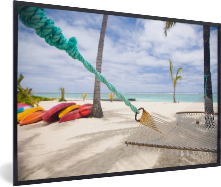 PosterMonkey Fotolijst incl. Poster Strand Boot Hangmat 120x80 cm Posterlijst