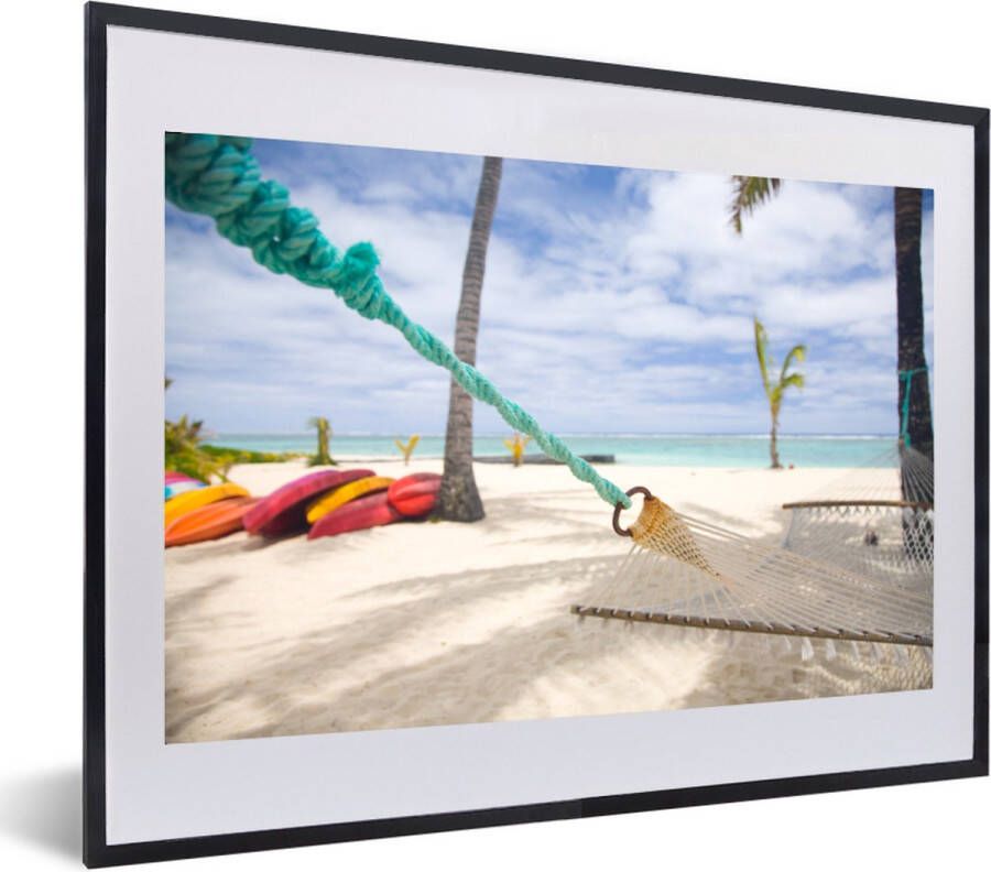 PosterMonkey Fotolijst incl. Poster Strand Boot Hangmat 60x40 cm Posterlijst