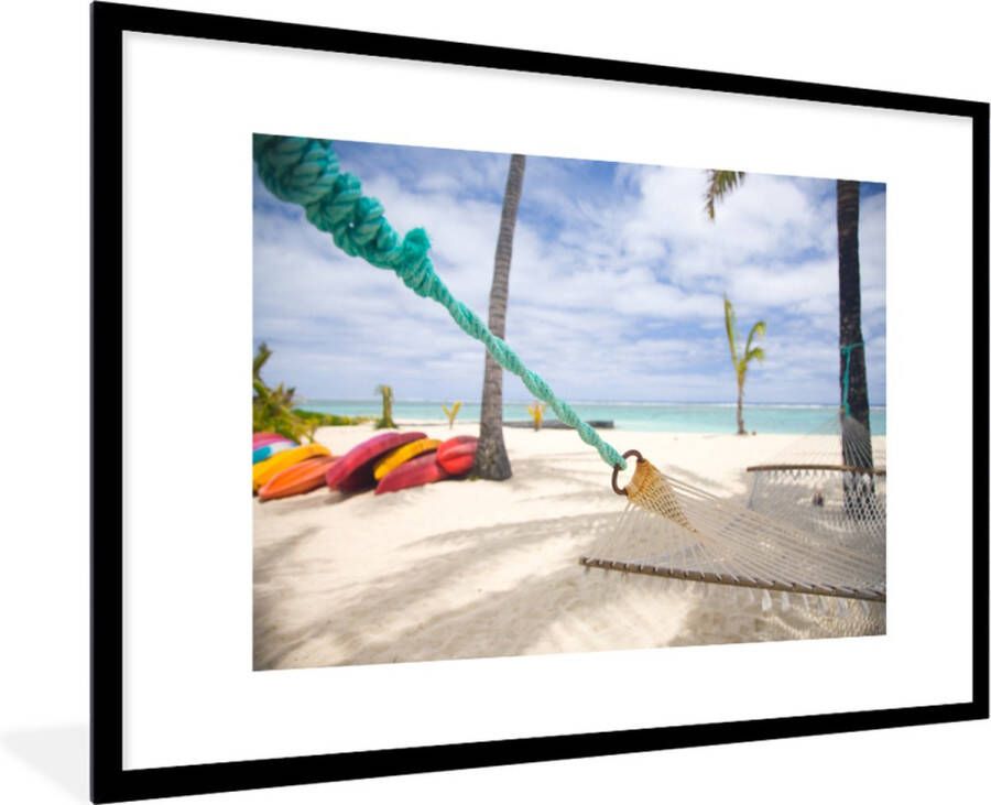 PosterMonkey Fotolijst incl. Poster Strand Boot Hangmat 90x60 cm Posterlijst
