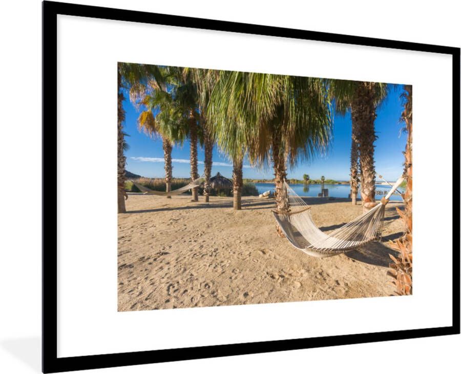 PosterMonkey Fotolijst incl. Poster Strand Hangmat Relax 120x80 cm Posterlijst