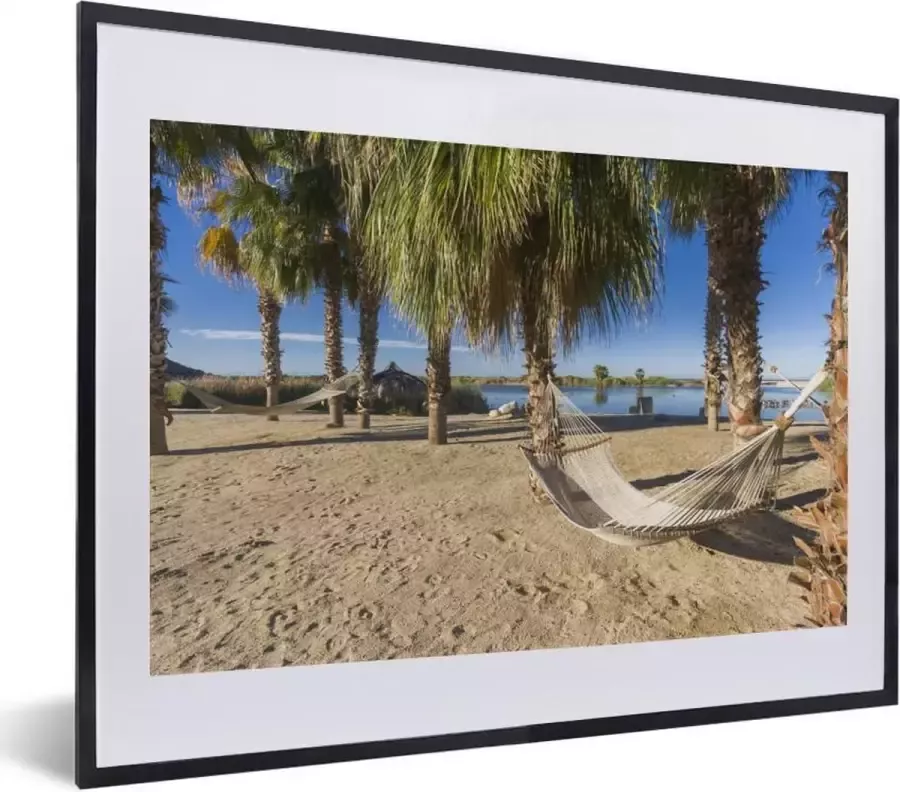 PosterMonkey Fotolijst incl. Poster Strand Hangmat Relax 40x30 cm Posterlijst