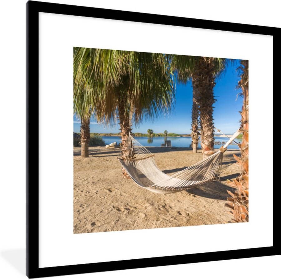 PosterMonkey Fotolijst incl. Poster Strand Hangmat Relax 40x40 cm Posterlijst