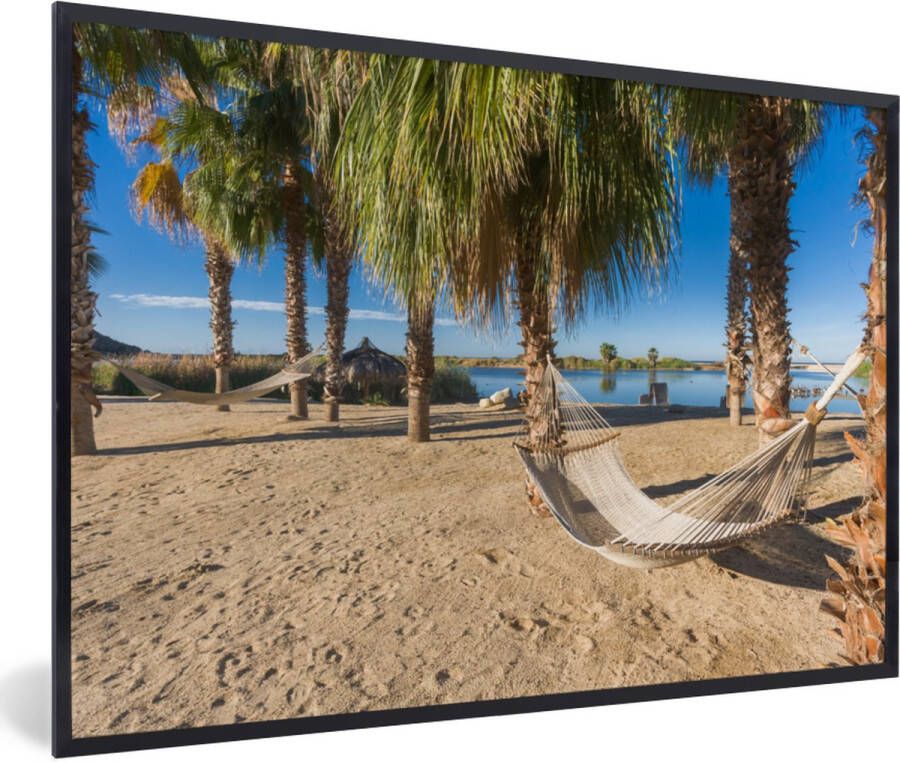 PosterMonkey Fotolijst incl. Poster Strand Hangmat Relax 90x60 cm Posterlijst