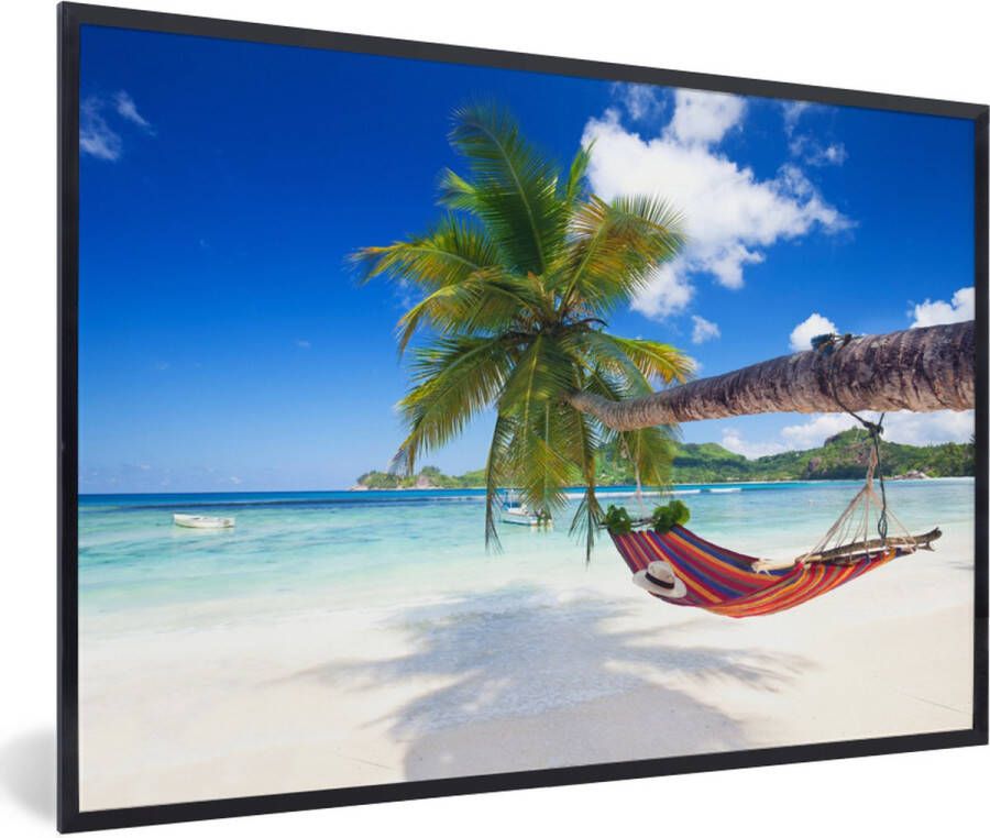 PosterMonkey Fotolijst incl. Poster Strand Hangmat Zee Palmboom 60x40 cm Posterlijst - Foto 2