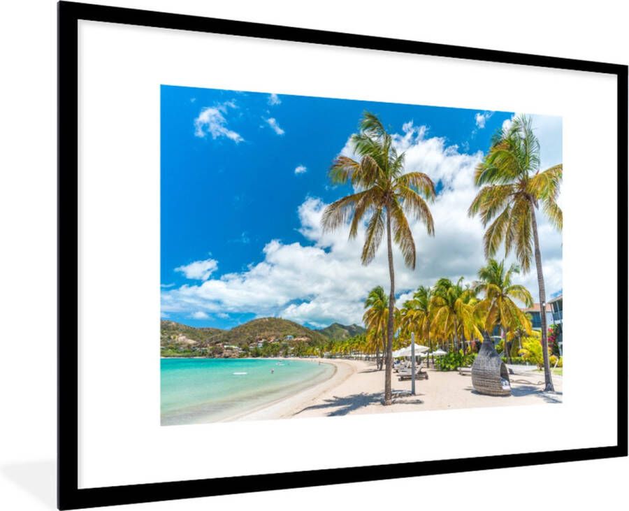 PosterMonkey Fotolijst incl. Poster Strand Ligbed Palmbomen 120x80 cm Posterlijst - Foto 2