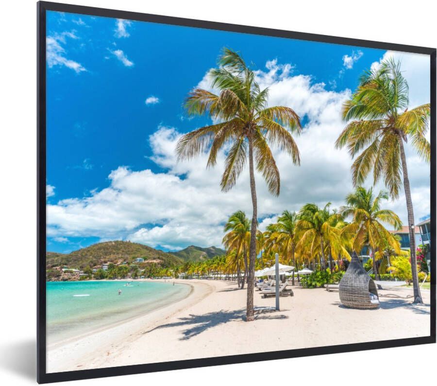 PosterMonkey Fotolijst incl. Poster Strand Ligbed Palmbomen 80x60 cm Posterlijst - Foto 2