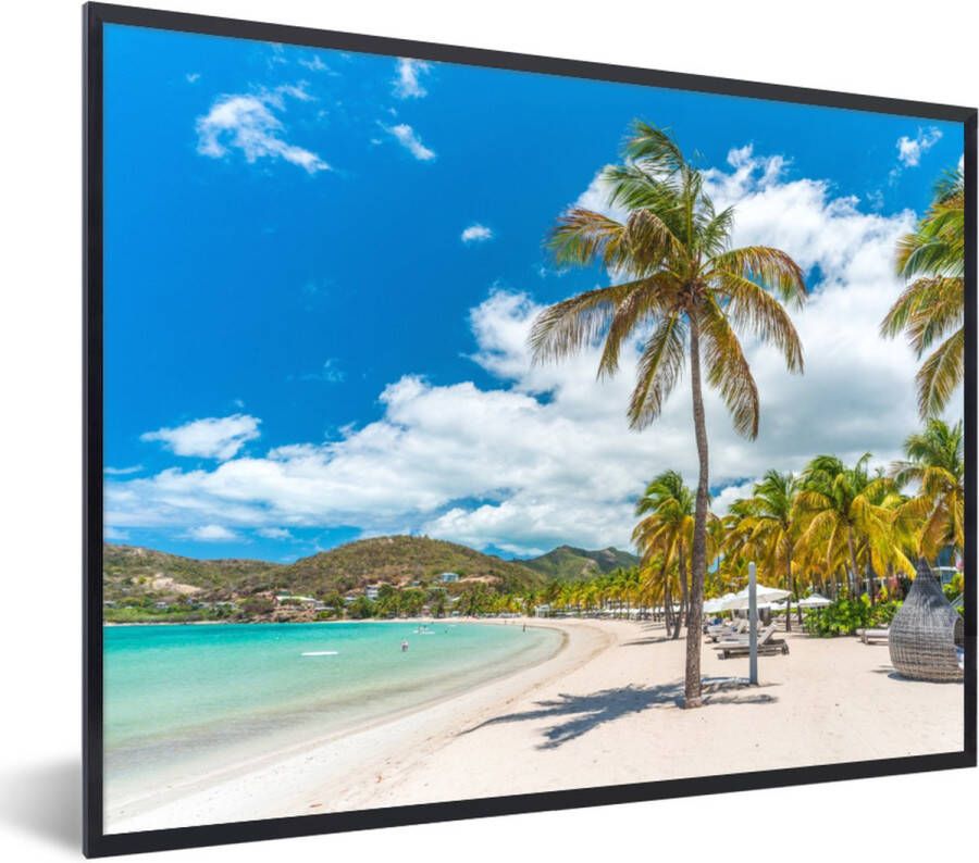 PosterMonkey Fotolijst incl. Poster Strand Ligbed Palmbomen 80x60 cm Posterlijst