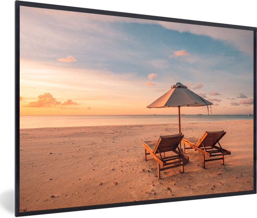 PosterMonkey Fotolijst incl. Poster Strand Ligbed Parasol 30x20 cm Posterlijst