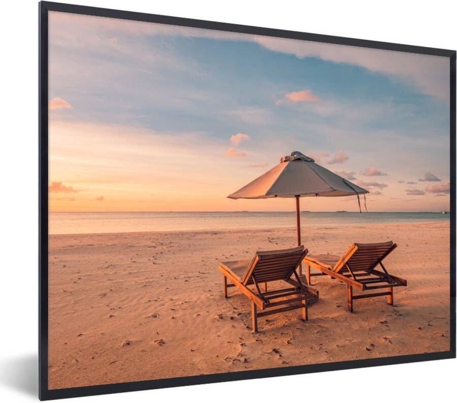 PosterMonkey Fotolijst incl. Poster Strand Ligbed Parasol 40x30 cm Posterlijst