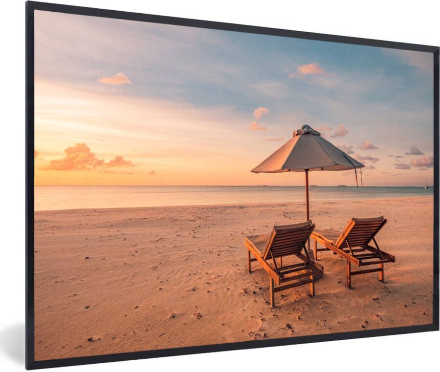 PosterMonkey Fotolijst incl. Poster Strand Ligbed Parasol 60x40 cm Posterlijst