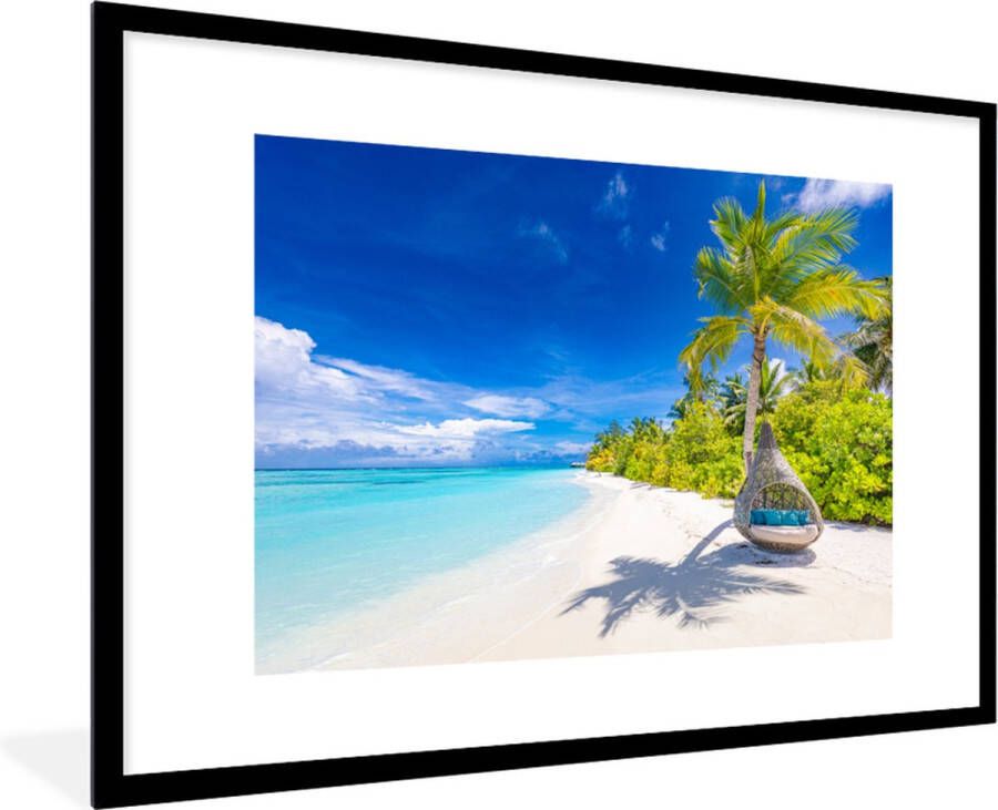 PosterMonkey Fotolijst incl. Poster Strand Palm Hangstoel 120x80 cm Posterlijst - Foto 2