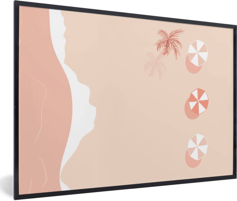 PosterMonkey Fotolijst incl. Poster Strand Palmboom Parasols 120x80 cm Posterlijst