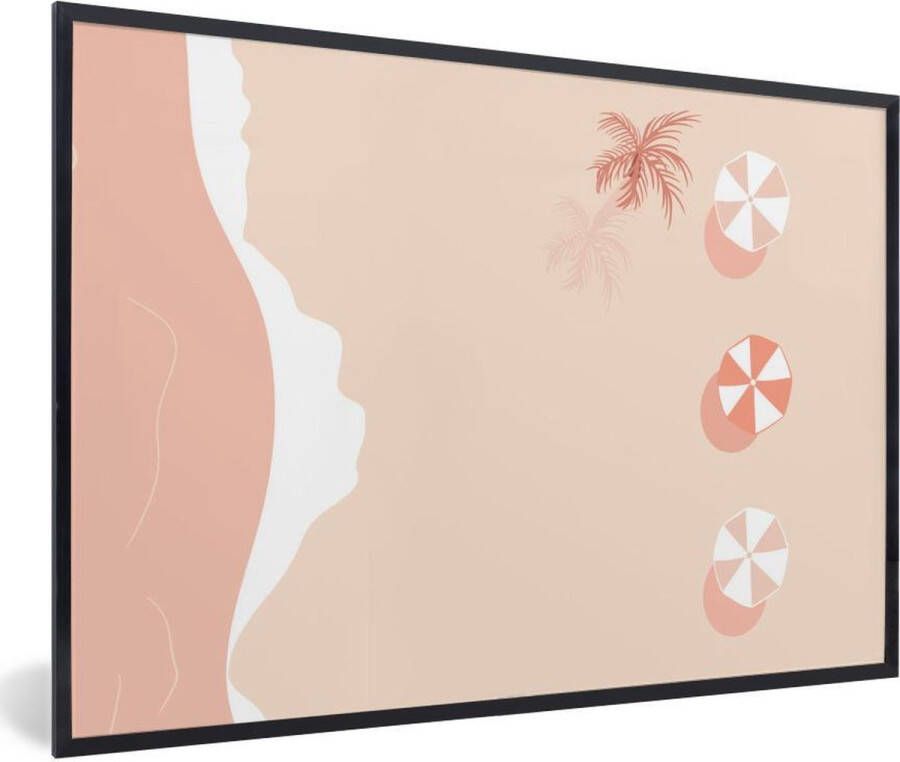PosterMonkey Fotolijst incl. Poster Strand Palmboom Parasols 30x20 cm Posterlijst
