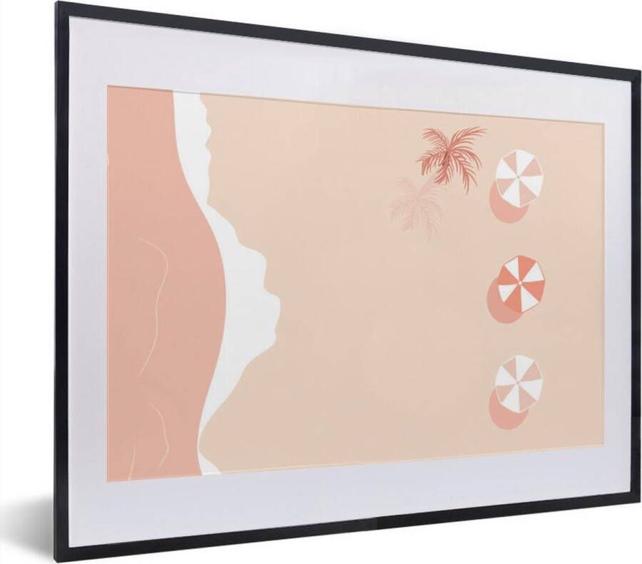 PosterMonkey Fotolijst incl. Poster Strand Palmboom Parasols 40x30 cm Posterlijst