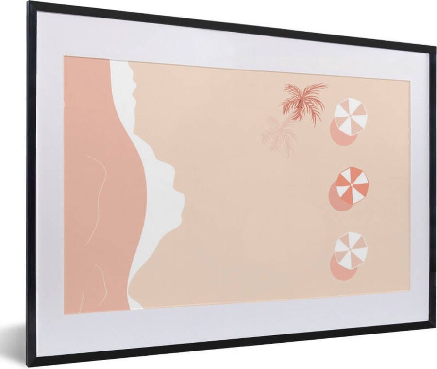 PosterMonkey Fotolijst incl. Poster Strand Palmboom Parasols 60x40 cm Posterlijst